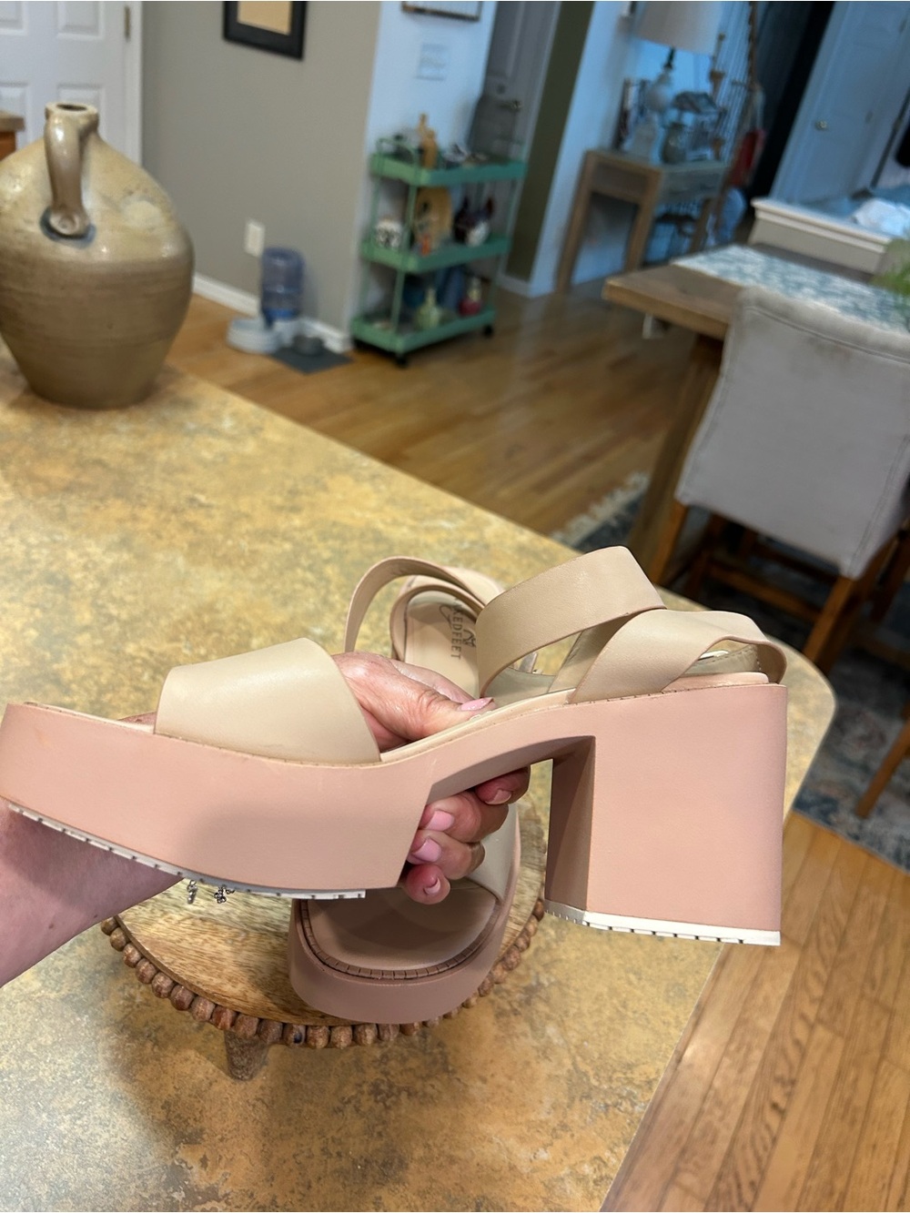 Naked Feet Iconoclost  Rosette Block Heel Sandal with Ankle Strap - Picture 11 of 15